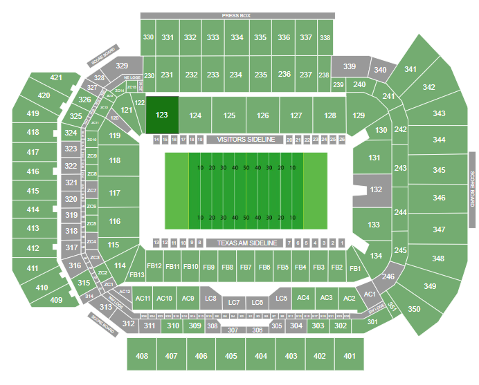 Image du plan de sièges de Kyle Field